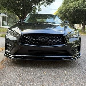 Fits 18-24 Infiniti Q50 Gloss Black Front Bumper Lip Spoiler Splitter PP 3PCS - Image 8