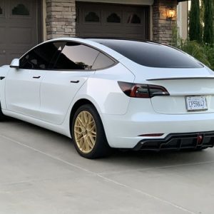 Fits 17-23 Tesla Model 3 IKON Style Carbon Fiber Print Rear Lip Diffuser W/ LED - Image 27