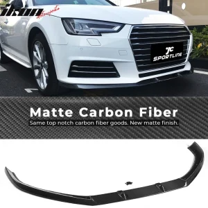 Fits 17-19 Audi A4 B9 Sedan JC Style Front Bumper Lip - Matte Carbon Fiber - Image 6