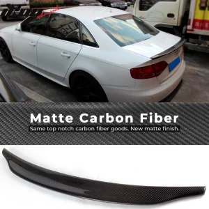 Fits 09-16 Audi A4 B8 Sedan Caractere Style Trunk Spoiler Lip Matte Carbon Fiber - Image 6