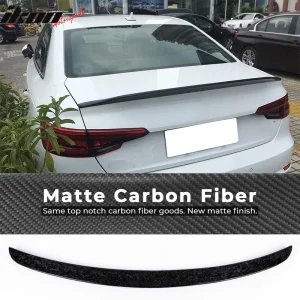 Fits 17-25 Audi A4 B9 Sedan 4Dr S4 Style Trunk Spoiler Forged Matte Carbon Fiber - Image 6