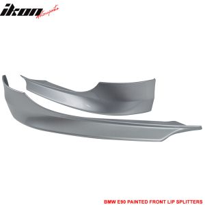 Fits 09-12 BMW E90 3-Series OE Style Front Bumper Splitters Painted #354 Silver - Image 3