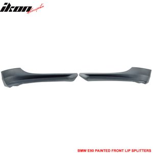 Fits 09-12 BMW E90 3-Series OE Style Front Bumper Splitters Painted #354 Silver - Image 4