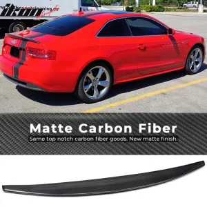 Fit 08-17 Audi A5 B8 B8.5 Coupe S Sty Matte Carbon Fiber Highkick Trunk Spoiler - Image 6