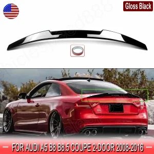 For Audi A5 B8 B8.5 2Dr Coupe 2008-2016  M4 Style Rear Spoiler Wing Gloss Black - Image 6