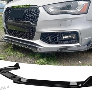 For 2009-2016 AUDI A4 B8 B8.5 S4 A4 S-Line Front Bumper Lip Splitter Gloss Black - Image 6