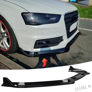 Glossy Black Front Chin Lip Splitter For AUDI A4 B8 B8.5 S4 A4 S-Line 2009-2016 - Image 6