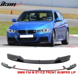Fits 12-18 BMW F30 3 Series M Style Front Bumper Lip Unpainted Black - PP - Image 6