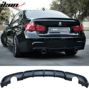Fits 12-18 BMW F30 3 Series M Sport Rear Bumper Diffuser Single Muffler Dual Out - Image 3