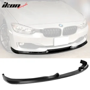 Fits 12-15 BMW F30 3-Series Sedan H Style Front Bumper Lip Unpainted Black PU - Image 6