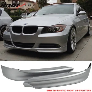 Fits 05-08 BMW E90 3-Series OE Style Front Lip Splitters PP Painted #354 Silver - Image 6