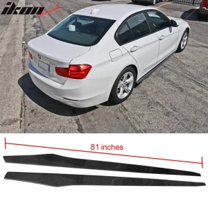 Fits 12-18 BMW 3 Series F30 Side Skirt Extension Flat Bottom Line Carbon Fiber - Image 6