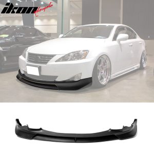 Fits 09-10 Lexus IS250 IS350 JP F-Sport Style Front Bumper Lip Spoiler Black PU - Image 1