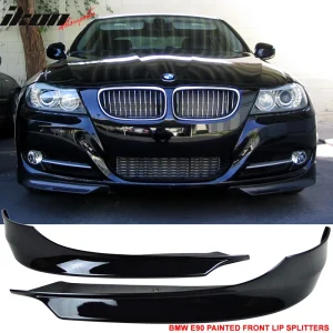Fits 09-12 BMW E90 3-Series OE Style Front Bumper Splitters Painted #475 Black - Image 6