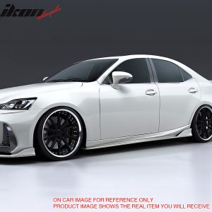 For 17-20 Lexus IS Artisan Style Front Lip& Rear Aprons& Side Skirts Gloss Black - Image 3