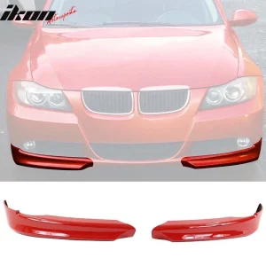 Fits 05-08 BMW E90 3-Series 4D Front Bumper Lip OE Style PP Splitters #438 Red - Image 6