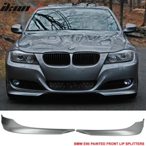 Fits 09-12 BMW E90 3-Series OE Style Front Bumper Splitters Painted #354 Silver - Image 6