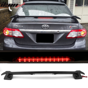 Fits 09-13 Toyota Corolla Sedan Trunk Spoiler & LED 3rd Brake Light Matte Black - Image 1