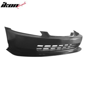 Fits 96-98 Honda Civic DP Style Front Bumper Lip Spoiler Kit Unpainted Black PU - Image 4