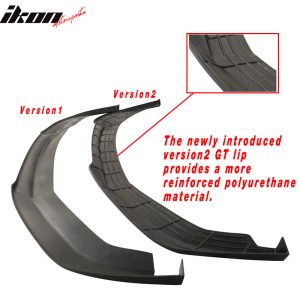 Fits 16-18 Honda Civic IKON GT Style Unpainted Front Bumper Lip Splitter PU - Image 2