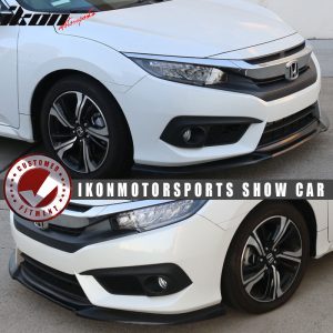 Fits 16-18 Honda Civic IKON GT Style Unpainted Front Bumper Lip Splitter PU - Image 3