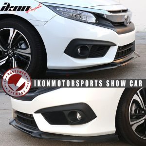 Fits 16-18 Honda Civic IKON GT Style Unpainted Front Bumper Lip Splitter PU - Image 4