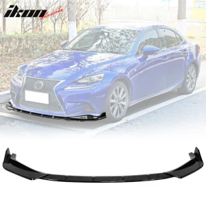 Fits 14-16 Lexus IS F Sport 3PCS Front Bumper Lip Spoiler IKON Style Gloss Black - Image 6