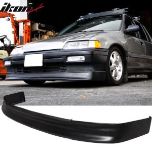 Fits 88-91 Honda Civic EF CS Style Front Bumper Lip Spoiler Unpainted Black PU - Image 1