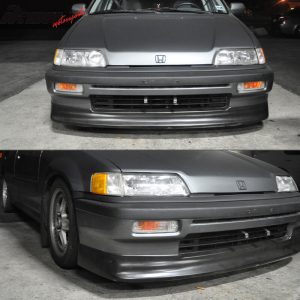 Fits 88-91 Honda Civic EF CS Style Front Bumper Lip Spoiler Unpainted Black PU - Image 2
