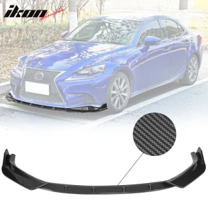 Fits 14-16 Lexus IS F Sport IKON Style 3PCS Front Bumper Lip Carbon Fiber Print - Image 6