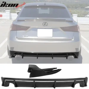 Fits 14-16 Lexus IS F Sport Rear Diffuser + Bumper Apron Splitter PP Matte Black - Image 6