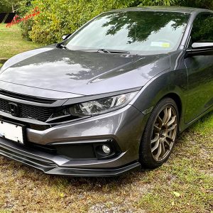 Fits 19-21 Honda Civic GT Style Front Bumper Lip Spoiler Kit Unpainted Black PU - Image 2