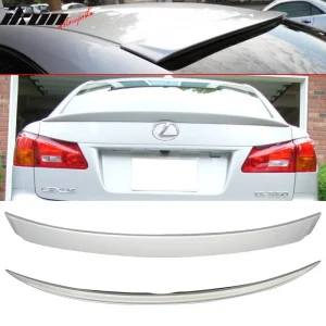 Fits 06-13 Lexus IS250 Sedan OE Style Trunk + Roof Spoiler Painted #1G1 Tungsten - Image 6