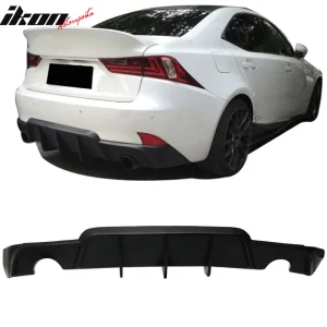 Fits 14-16 Lexus IS250 IS350 IS300 W Style Rear Bumper Lip Shark Fin Diffuser PU - Image 6