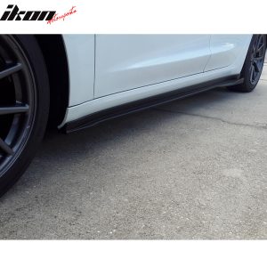 Fits 17-25 Tesla Model 3 Side Skirts IKON Matte Black PP Rocker Panel Extension - Image 3