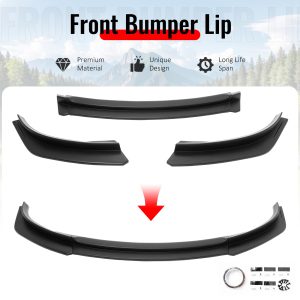 Fits 17-23 Tesla Model 3 IKON V4 Style 3PCS Front Bumper Lip Matte Black ABS - Image 3