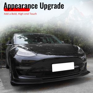 Fits 17-23 Tesla Model 3 IKON V4 Style 3PCS Front Bumper Lip Matte Black ABS - Image 5