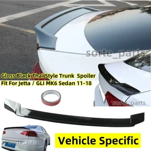 Glossy Black Rear Trunk Lip Spoiler Wing Thai Style Fit For VW Jetta MK6 2011-18 - Image 6