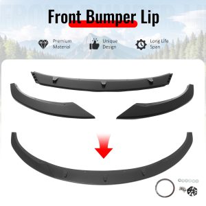 Fits 24-25 Tesla Model 3 Matte Black PP Front Bumper Lip 3PCS - IKON V4 Style - Image 3