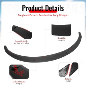 Fits 24-25 Tesla Model 3 Matte Black PP Front Bumper Lip 3PCS - IKON V4 Style - Image 4