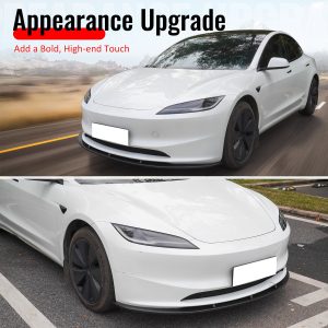 Fits 24-25 Tesla Model 3 Matte Black PP Front Bumper Lip 3PCS - IKON V4 Style - Image 5