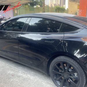For 17-25 Tesla Model 3 ABS Tape-on Window Visor Sun Rain Guard 4PCS Gloss Black - Image 3