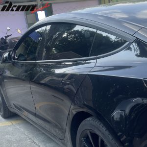 For 17-25 Tesla Model 3 ABS Tape-on Window Visor Sun Rain Guard 4PCS Gloss Black - Image 5