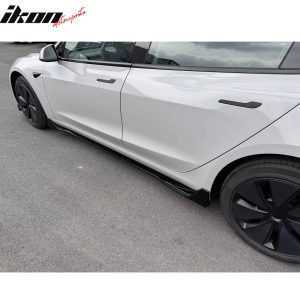 Fits 24-25 Tesla Model 3 IKON Style Side Skirt Rocker Panel 4PCS Gloss Black ABS - Image 4