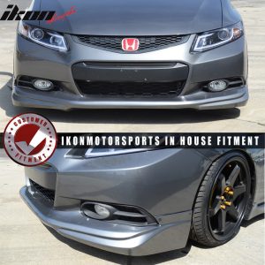 Fits 12-13 Honda Civic Coupe 2Dr USDM MD Style Front Bumper Lip Spoiler PU - Image 3