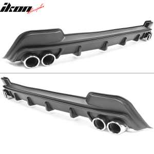 Fits 20-22 Toyota Corolla L LE/XLE Matte Black Rear Diffuser & Silver Tips - Image 2
