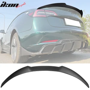 Fits 17-23 Tesla Model 3 IKON Style Rear Trunk Spoiler Wing ABS - Matte Black - Image 6