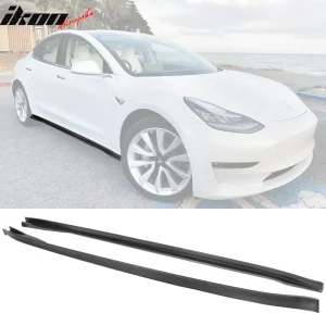 Fits 17-25 Tesla Model 3 Side Skirts IKON Matte Black PP Rocker Panel Extension - Image 6