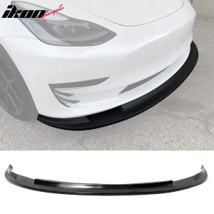 Fits 17-23 Tesla Model 3 MDA Style PU Front Bumper Lip Under Spoiler Unpainted - Image 1