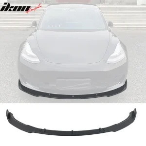 Fits 17-23 Tesla Model 3 Sedan IKON Style Front Bumper Lip PP Matte Black - 3PCS - Image 6
